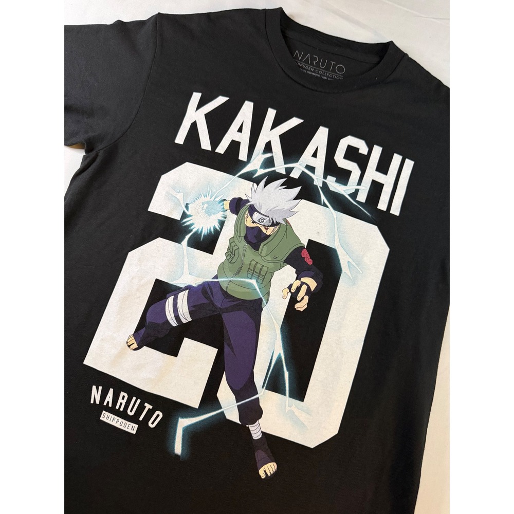 Naruto Shippuden Kakashi Hatake Graphic Tee‎ Black Mens Small Anime T-Shirt